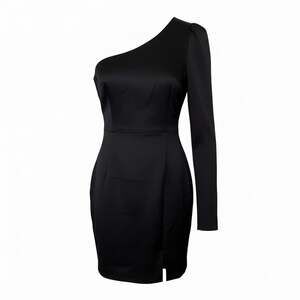 NWT Lulus All Is Well Black One-Shoulder Long Sleeve Bodycon Mini Dress XS